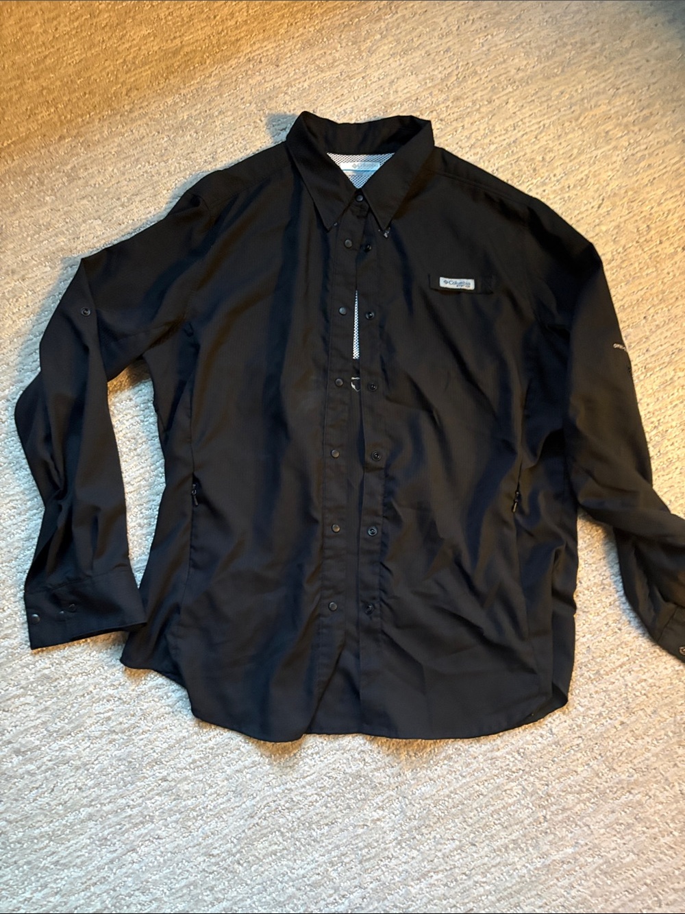 Columbia PFG Black Button-Down Outdoor Shirt
